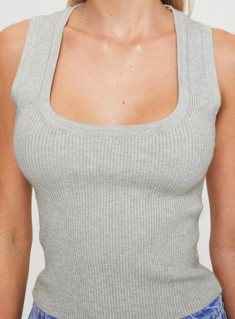 Issues Knit Top Grey Product Image