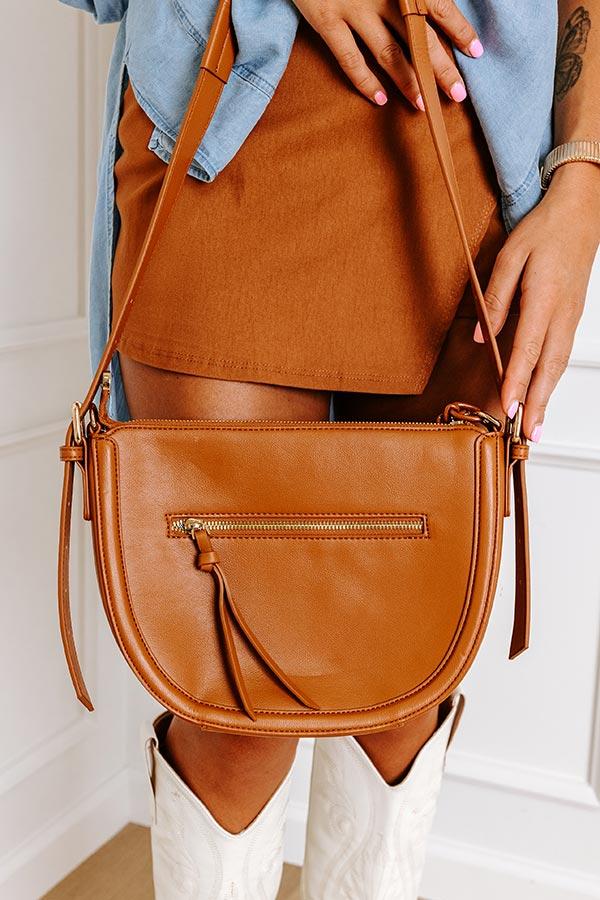 Uptown Allure Faux Leather Crossbody In Brown Product Image