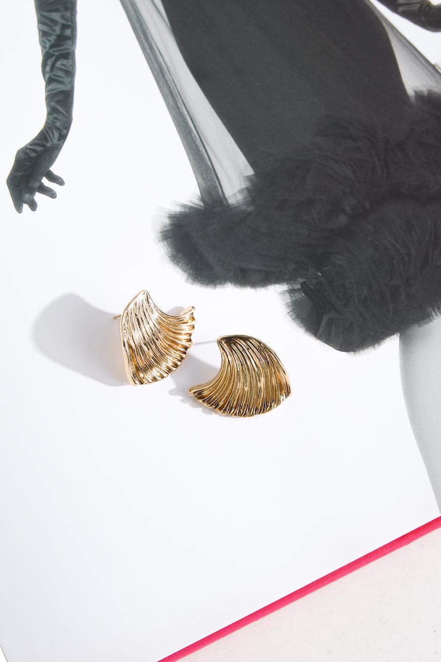 18k Gold Plated Graphics Earrings Gold Product Image