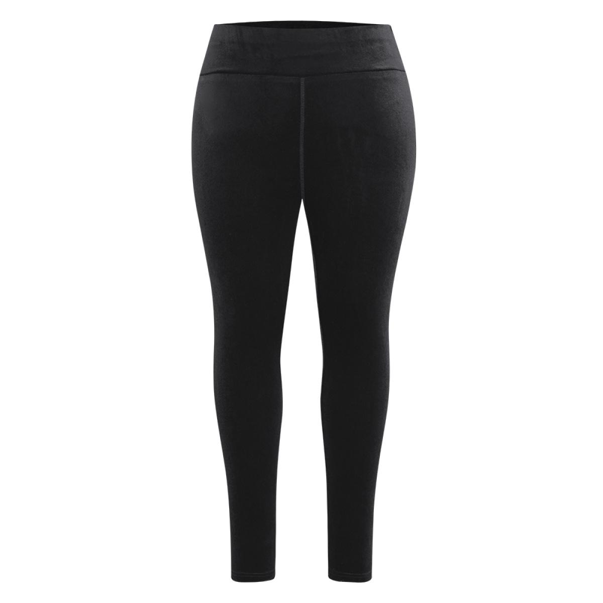 Plus Size Plain Velvet Elastic Waist Skinny Leggings Women Black Glamour High stretch Skinny High Rise Festival-Christmas Leggings BloomChic 26/4X Product Image