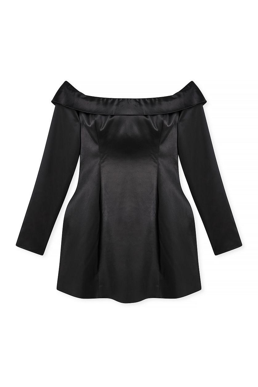 Off Shoulder Satin Mini Dress Product Image