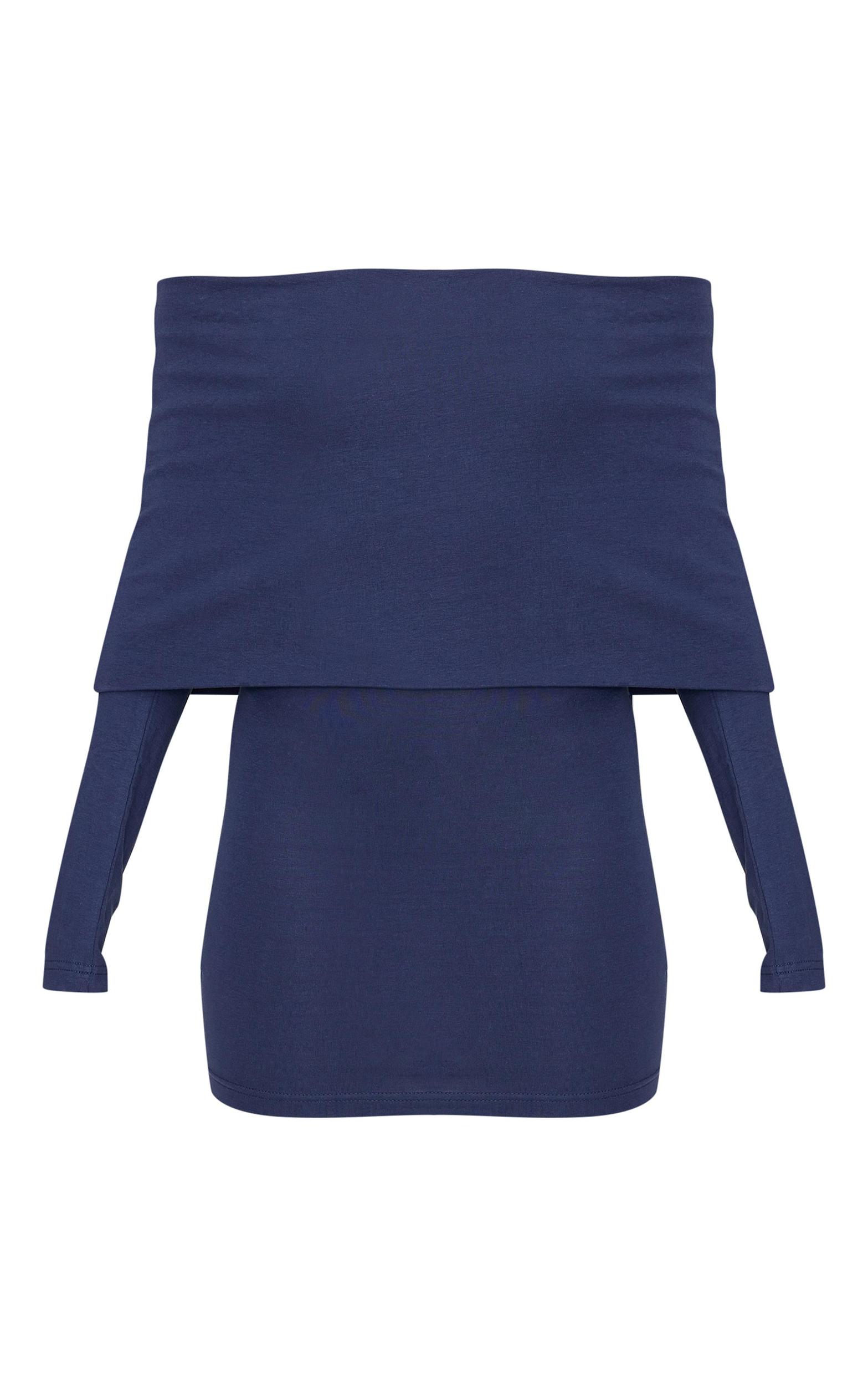 Navy Cotton Super Oversized Bardot Mini Dress Product Image