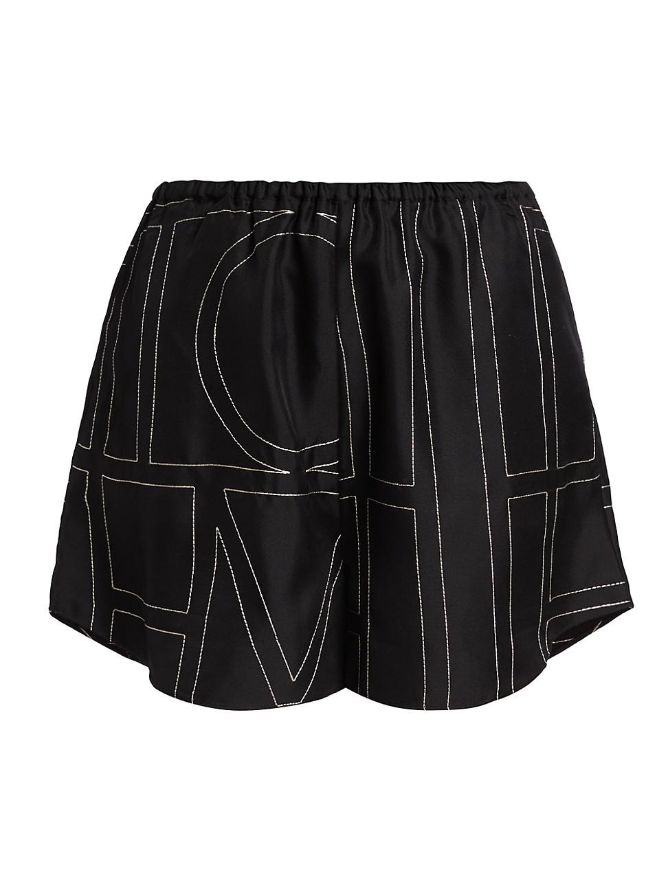 Womens Silk Stitched-Logo Shorts Product Image