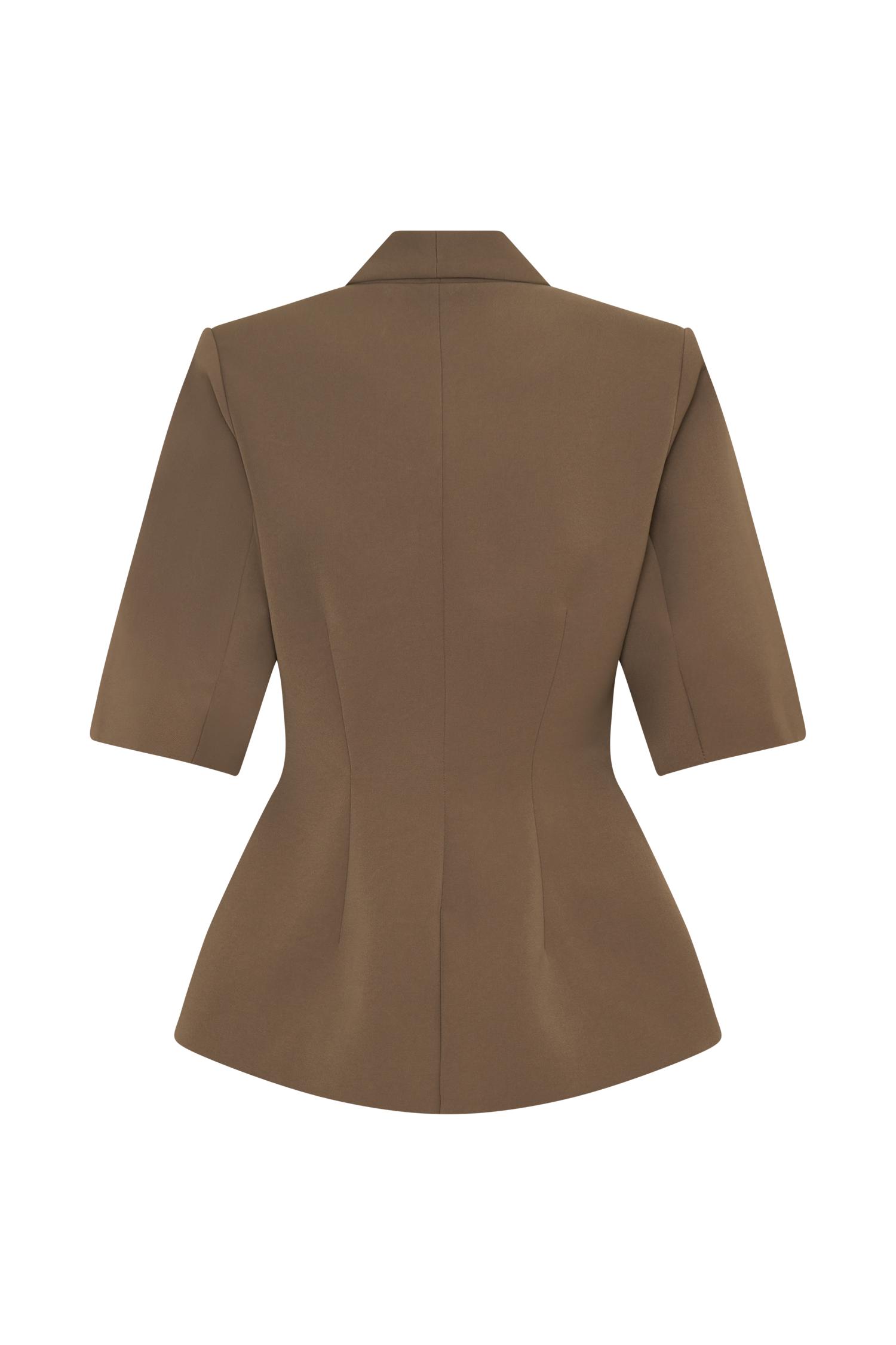 Opal Puff Sleeve Suiting Top - Cacao Brown Product Image