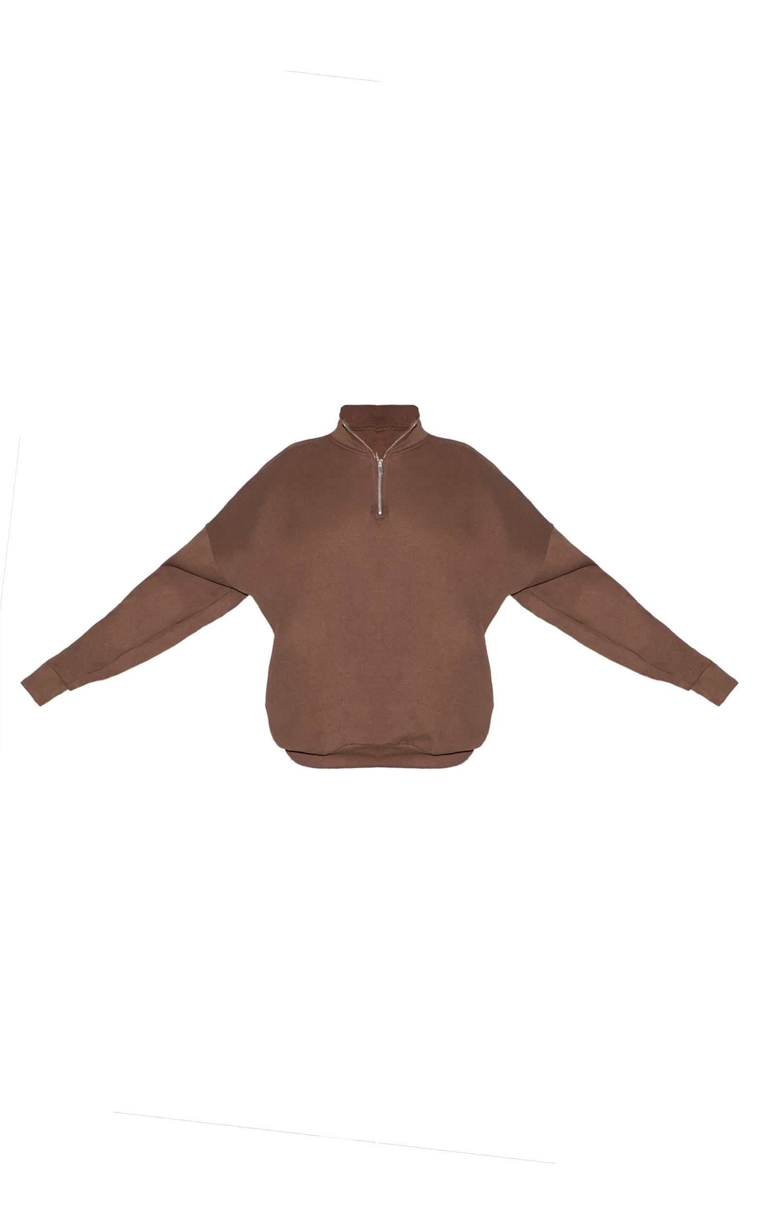 Espresso Premium High Neck Quarter Zip Oversized Sweatshirt Product Image