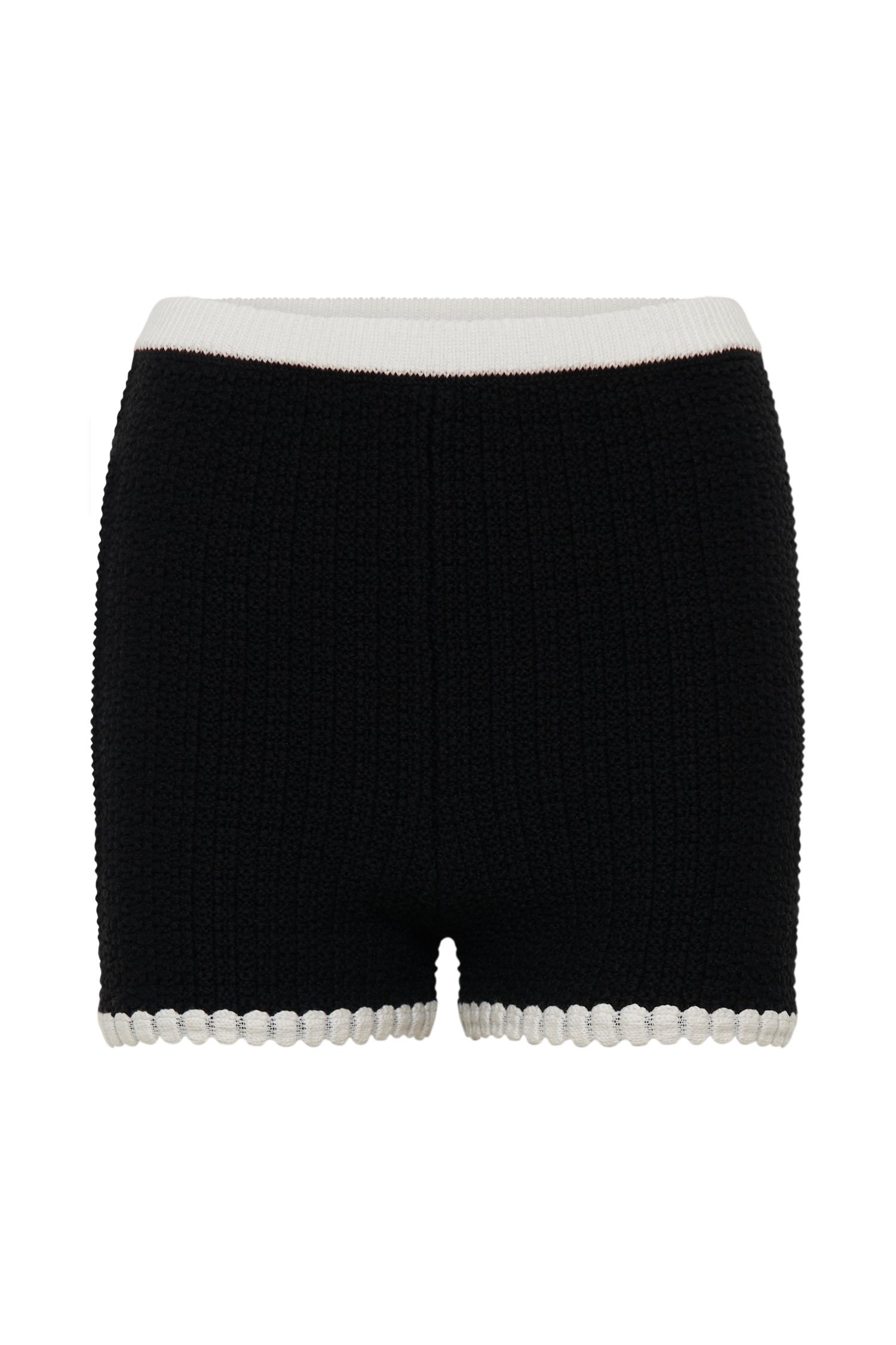 Saffron Contrast Knit Shorts - Black/White Product Image