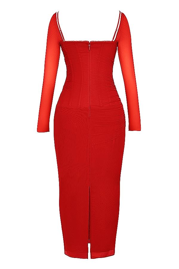 Katarina  scarlet long sleeve maxi dress Product Image