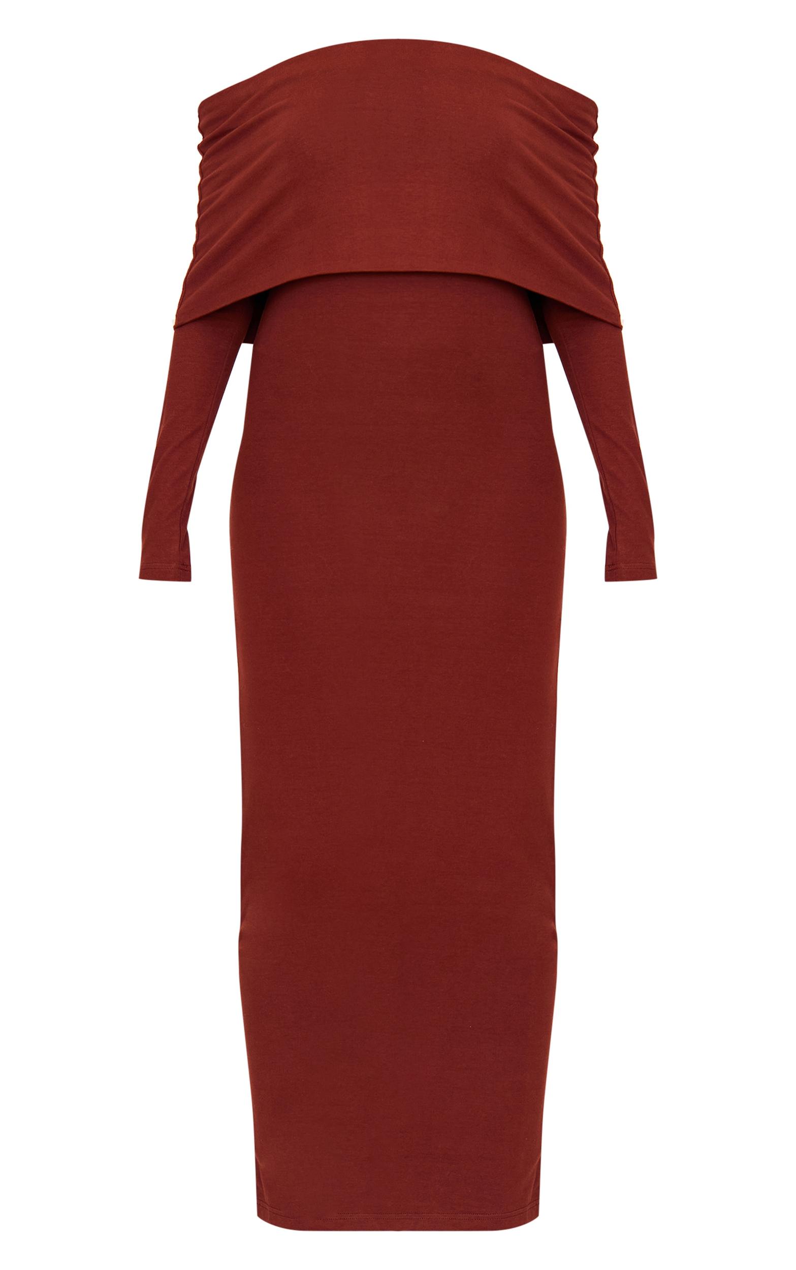  Chocolate Cotton Super Oversized Bardot Maxi Dress Product Image