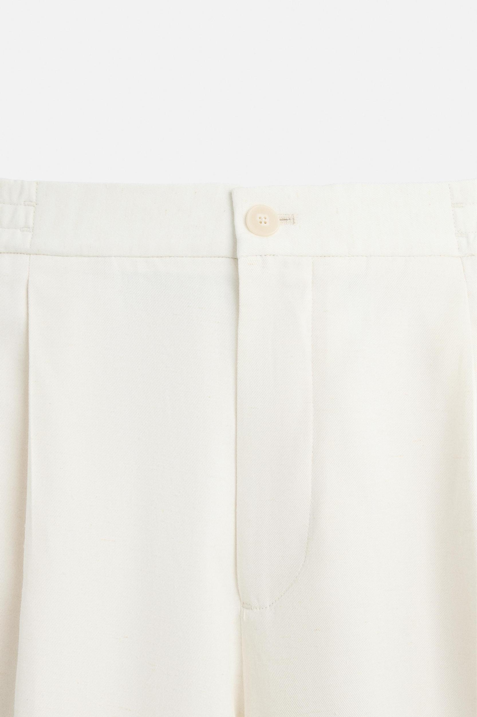 COTTON - LINEN PLEATED PANTS Product Image
