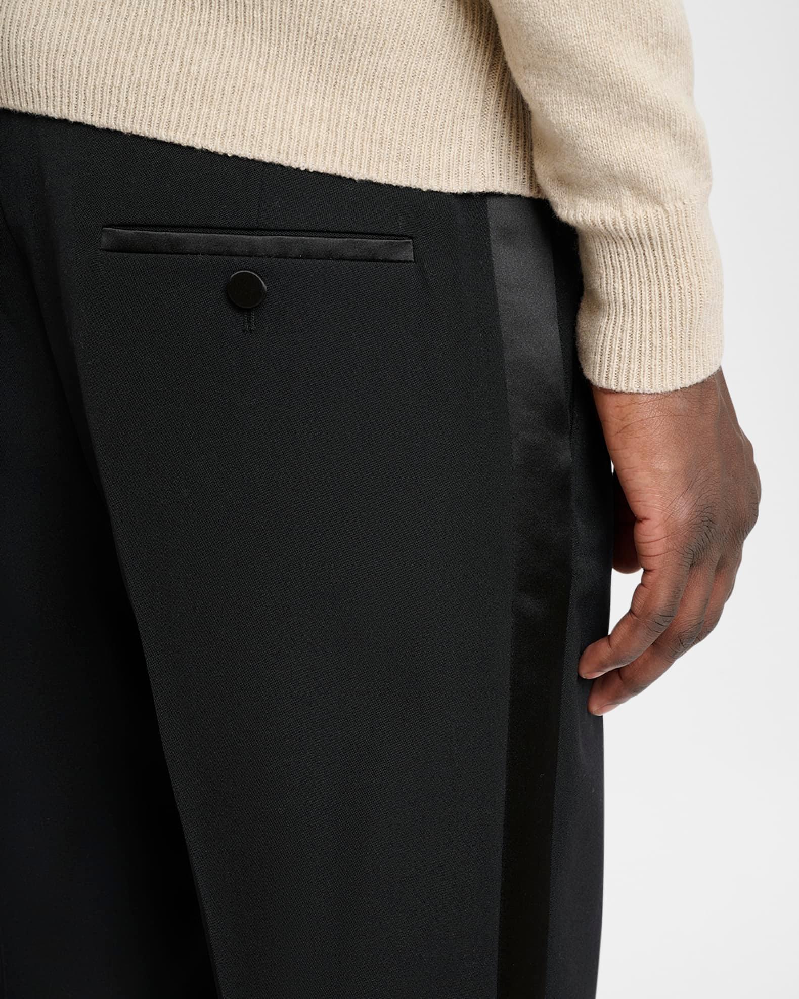 Men's Straight-Fit Tailored Satin-Trim Pants Product Image