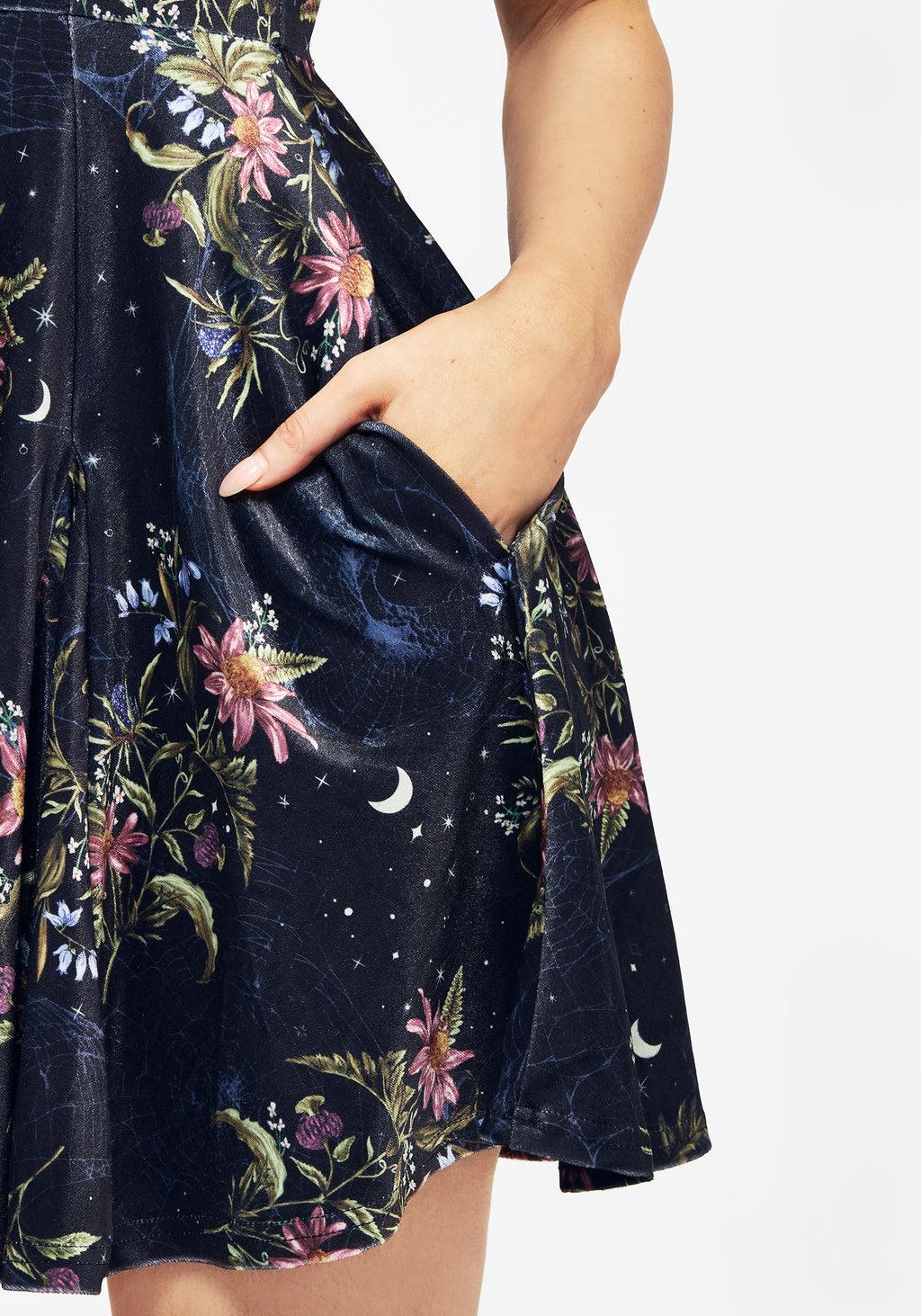 Cleome Floral Spiderweb Velour Mini Dress Product Image