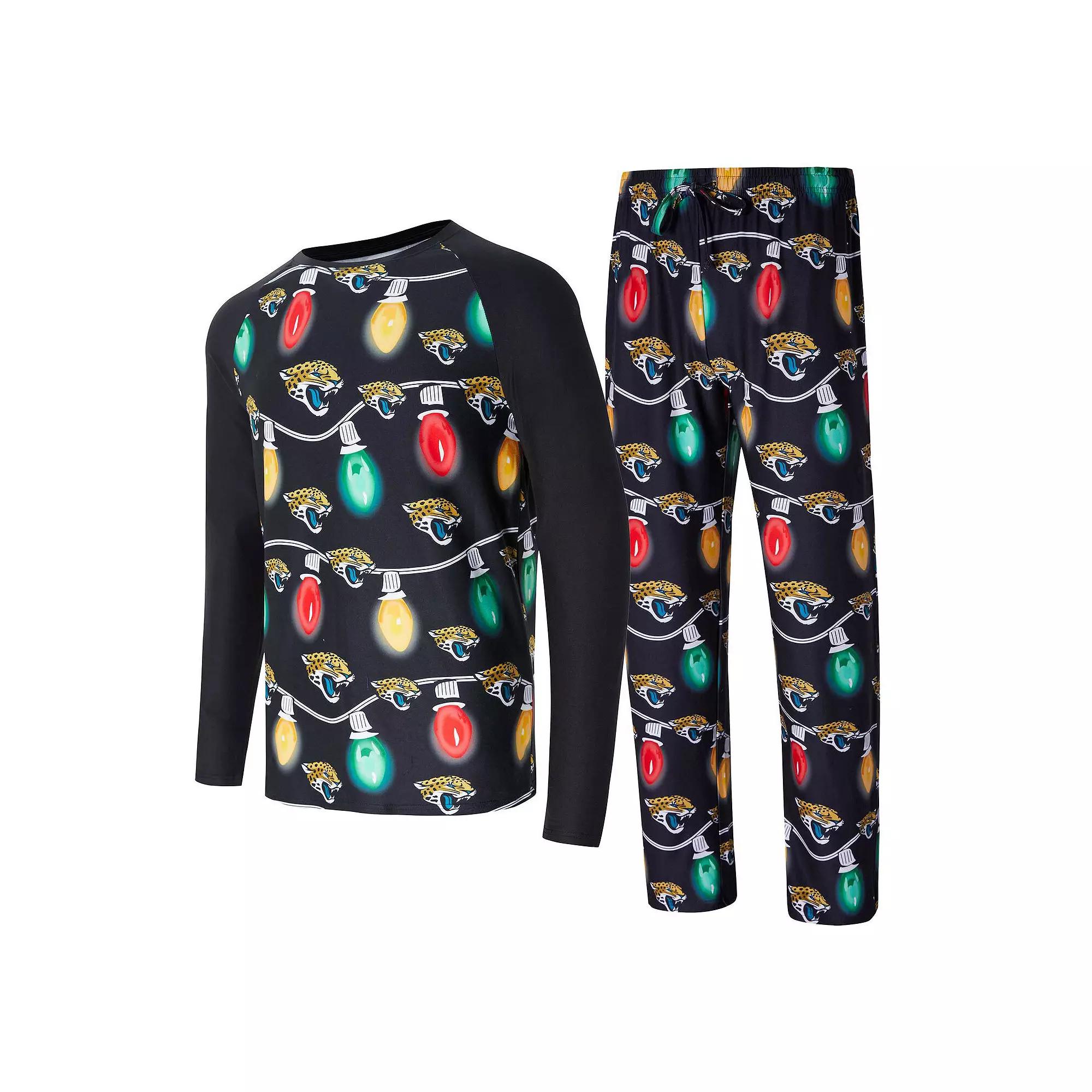 Men's Concepts Sport  Black Jacksonville Jaguars Garland Knit Raglan Long Sleeve T-Shirt and Pants Set, Size: 2XL Product Image