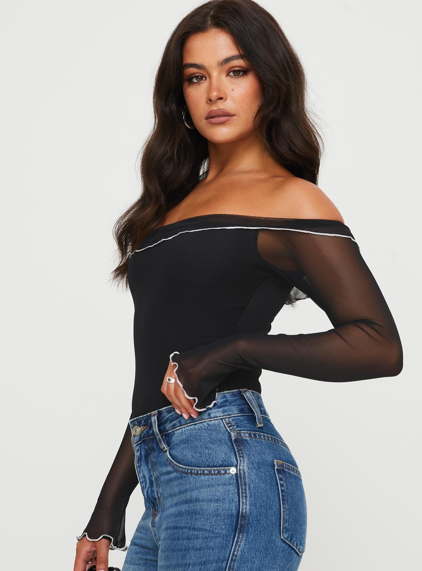 Arsema Off The Shoulder Bodysuit Black Product Image