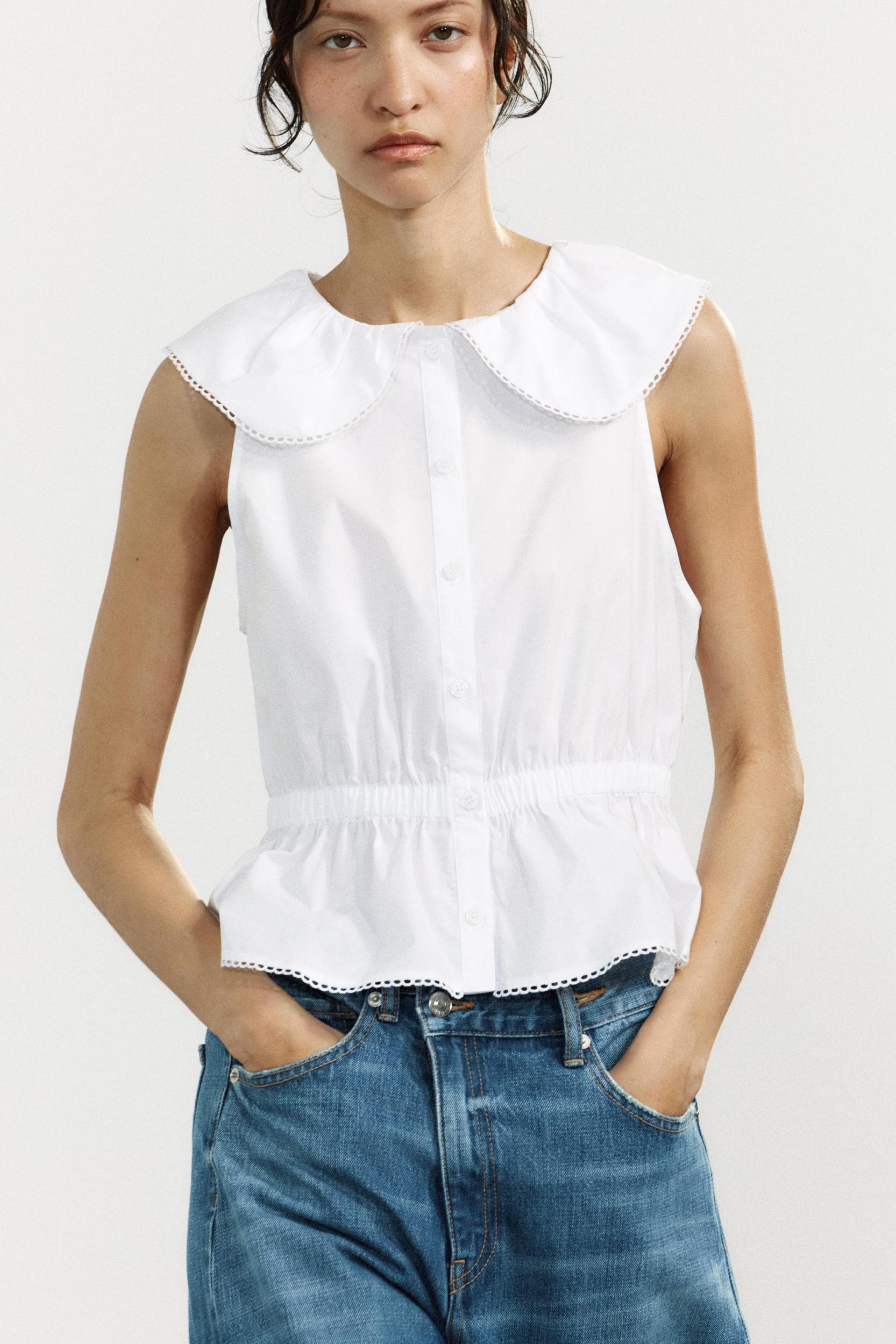 PETER PAN COLLAR POPLIN TOP Product Image