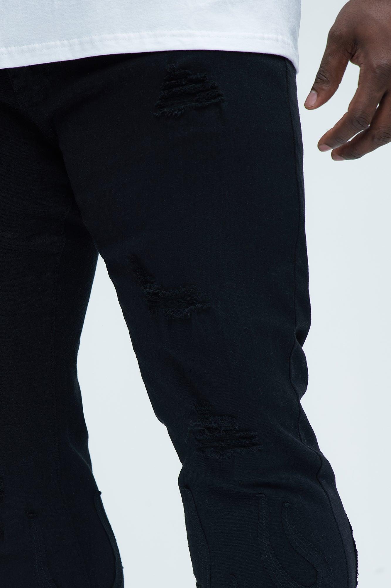 Down To Flames Skinny Jeans - Black Product Image