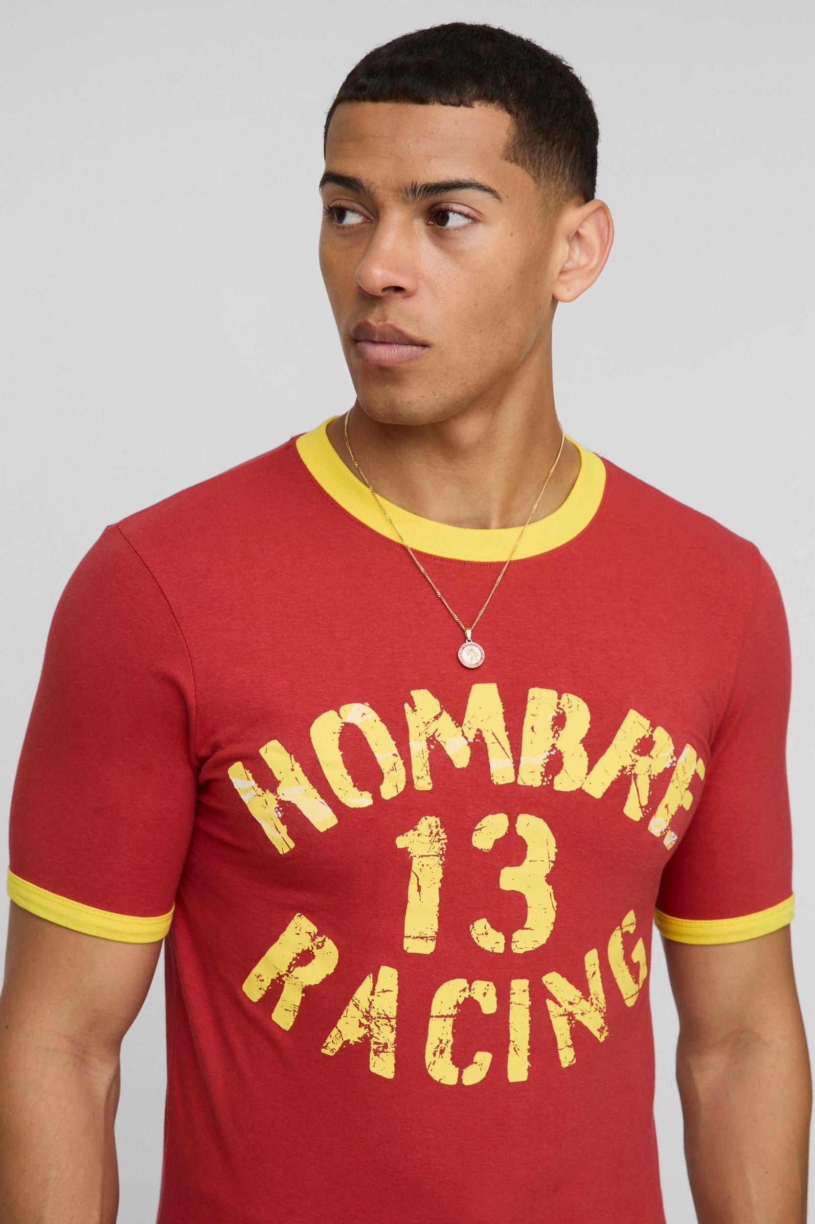 Muscle Fit Hombre Racing Ringer T-Shirt | boohooMAN USA Product Image