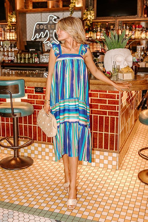 Hit Remix Stripe Midi In Royal Blue Product Image