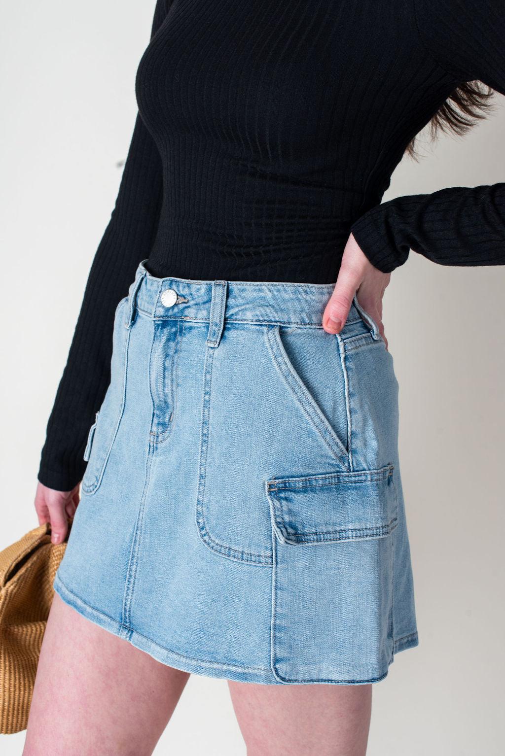 Remi Cargo Denim Mini Skirt Product Image