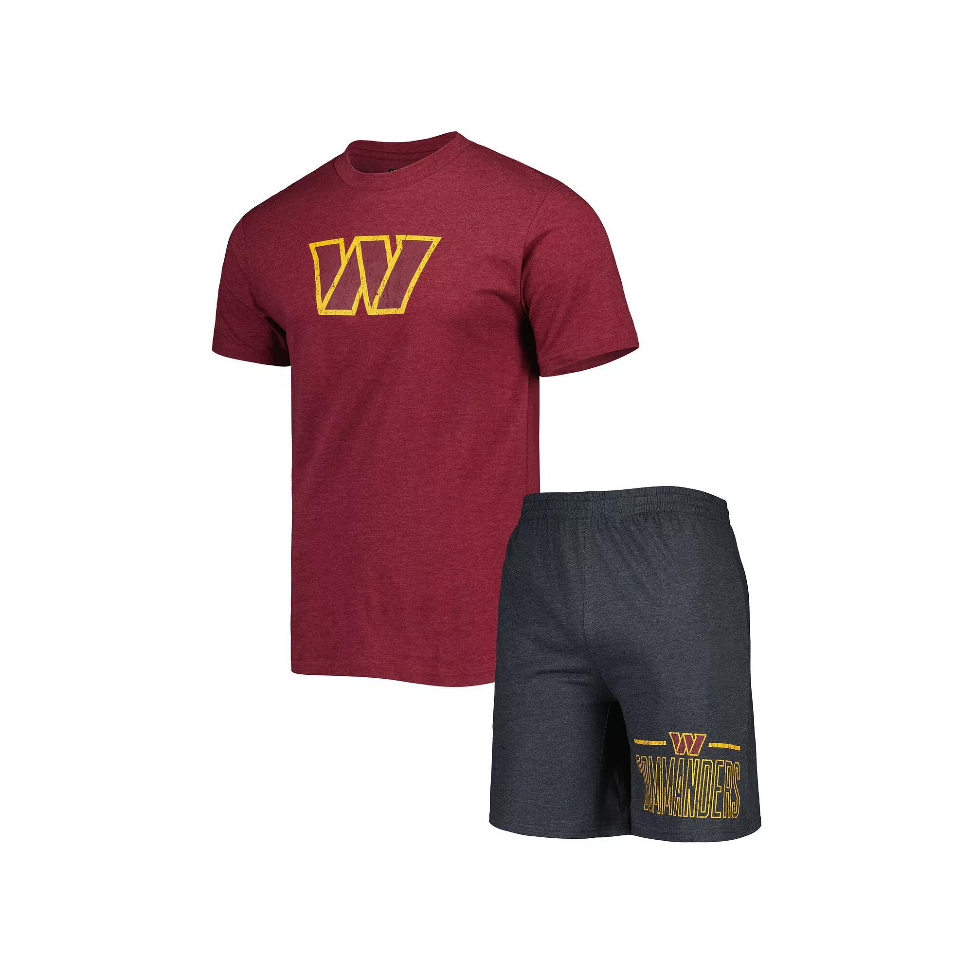 Men's Concepts Sport Burgundy/Charcoal Washington Commanders Meter T-Shirt & Shorts Sleep Set,  Product Image