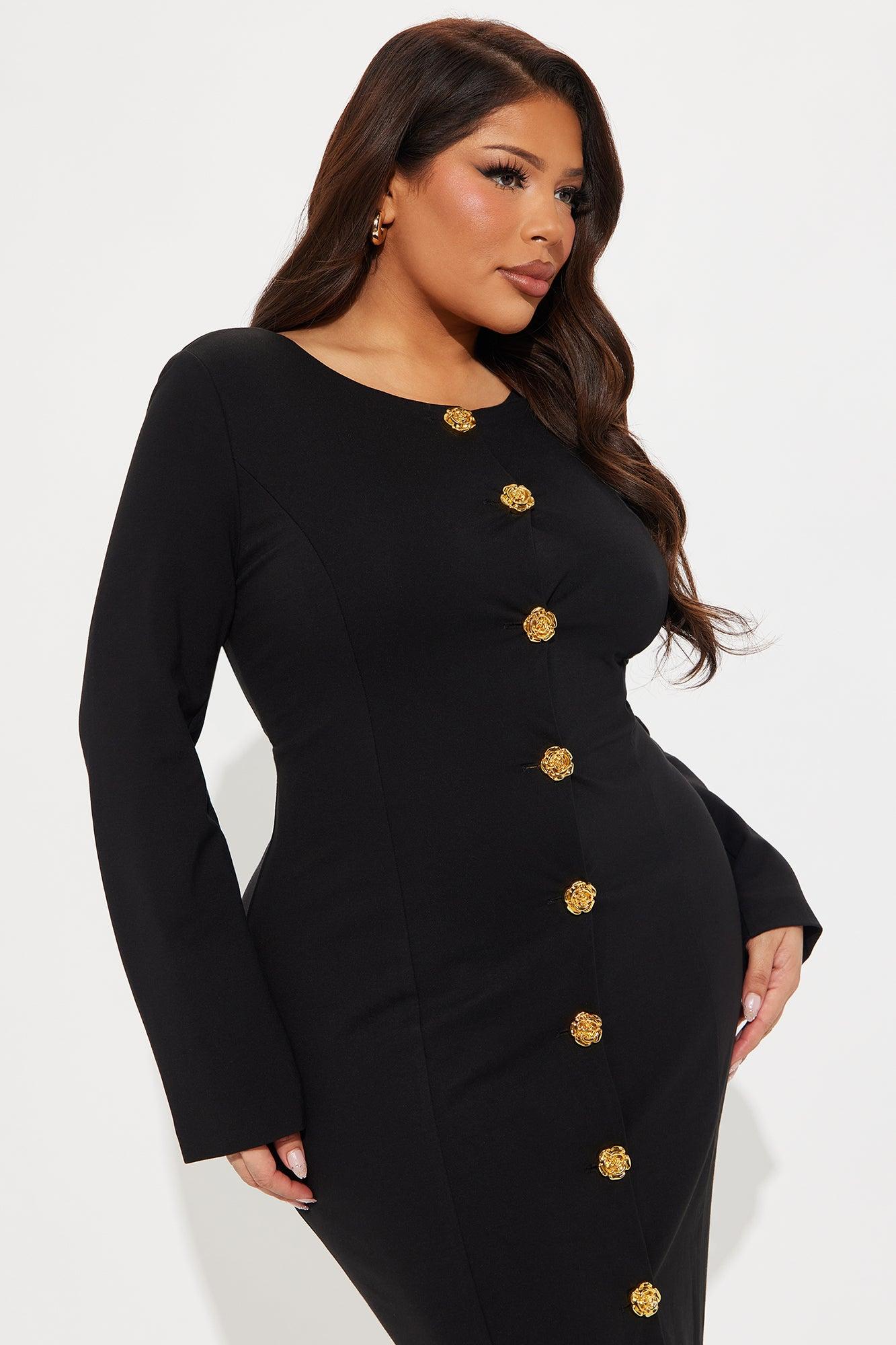 The Carla Body Sculpting Midi Dress - Black Product Image