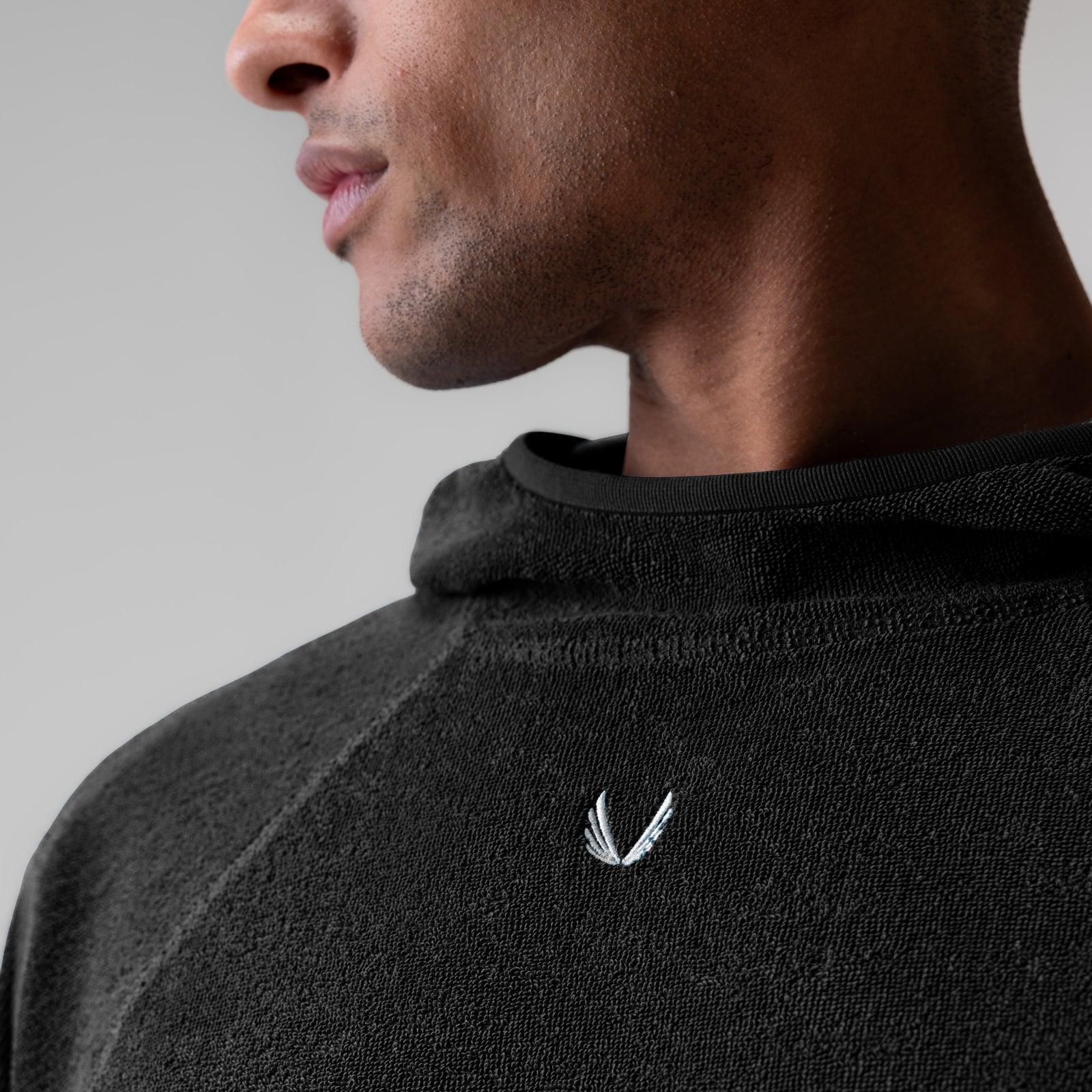 1054. Towel Terry Reversible Hoodie - Black Product Image