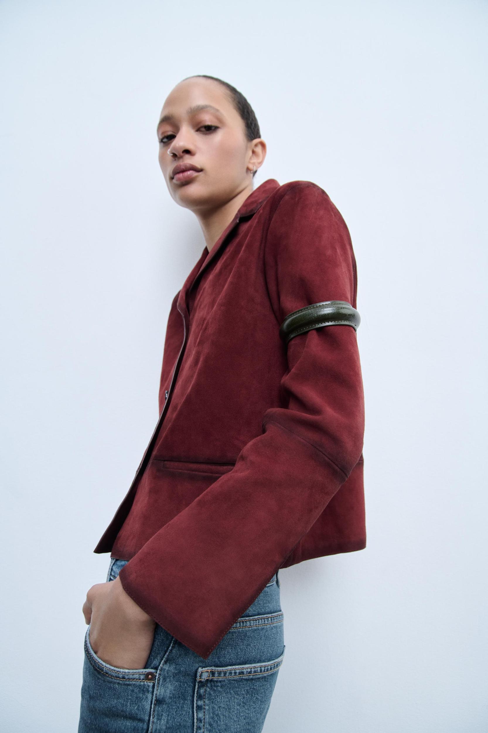 100% SUEDE LEATHER BLAZER ZW COLLECTION Product Image