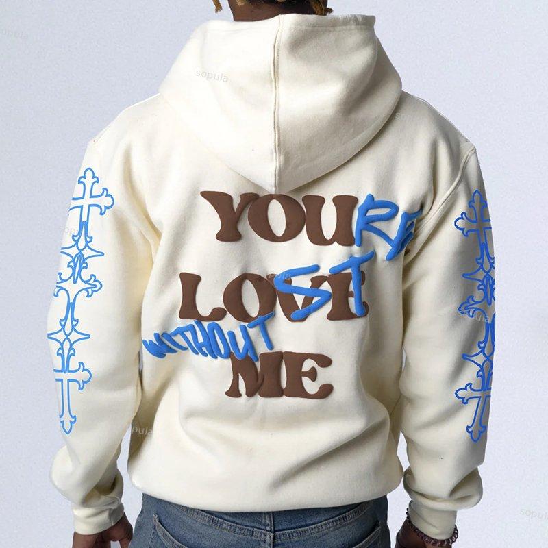 Your Lost Without Me Puff Print Graphic Zip-Up Hoodie Product Image