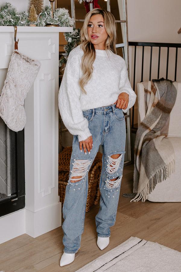 The Quinton High Waist Embellished Straight Leg Jean Product Image