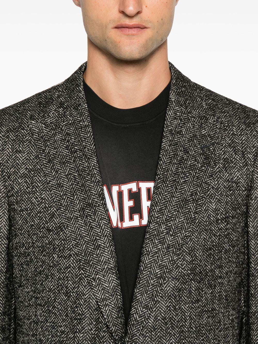 DOLCE & GABBANA Grey Single-breasted Jacket With Peak Revers In Wool Stretch Man Product Image