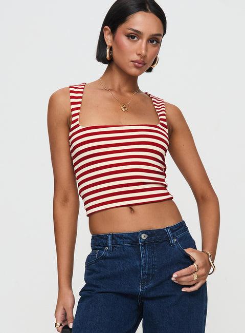 Back In Time Top Red Stripe Product Image