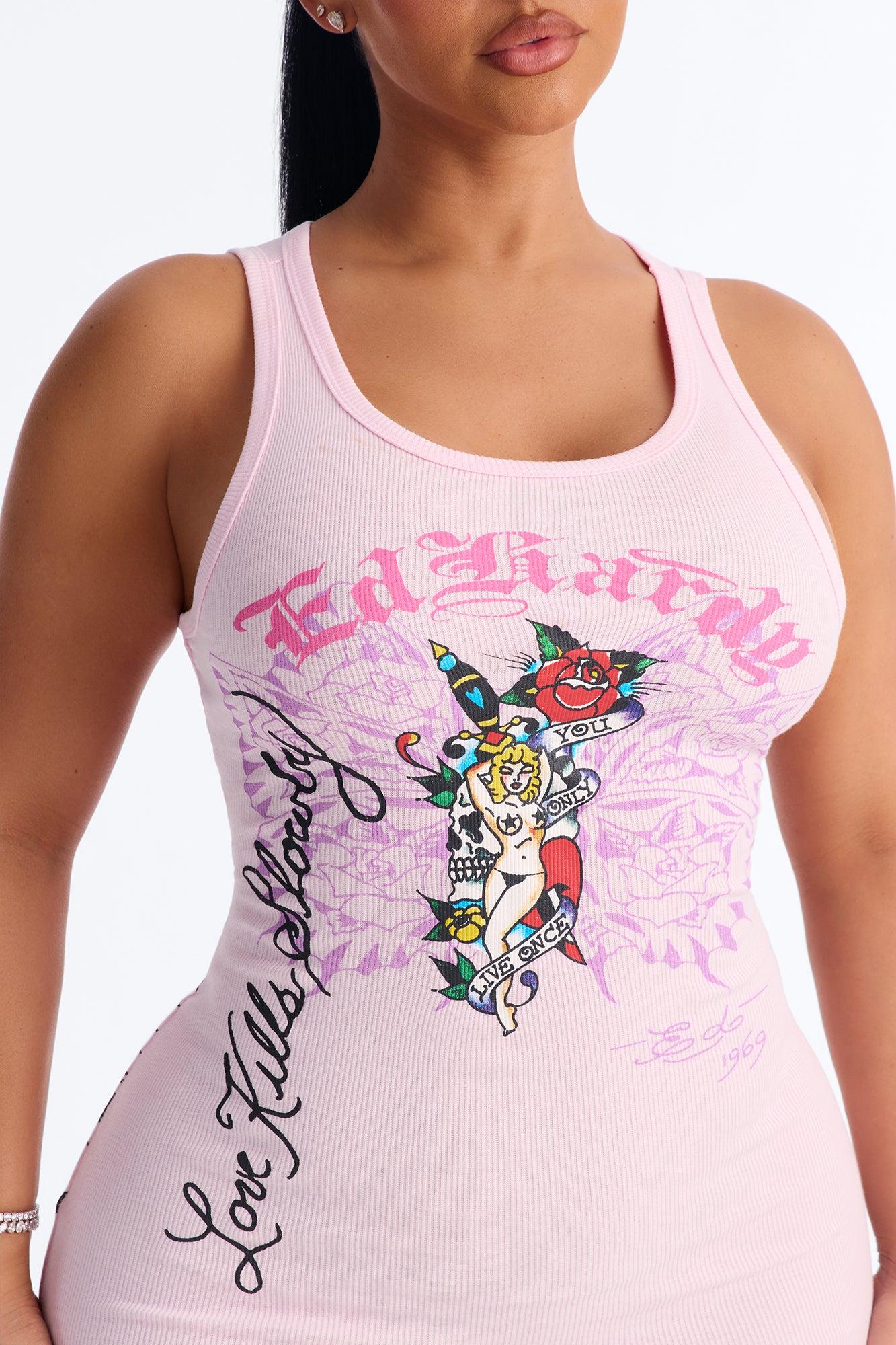 Ed Hardy Wild Woman Tank Mini Dress - Pink Female Product Image