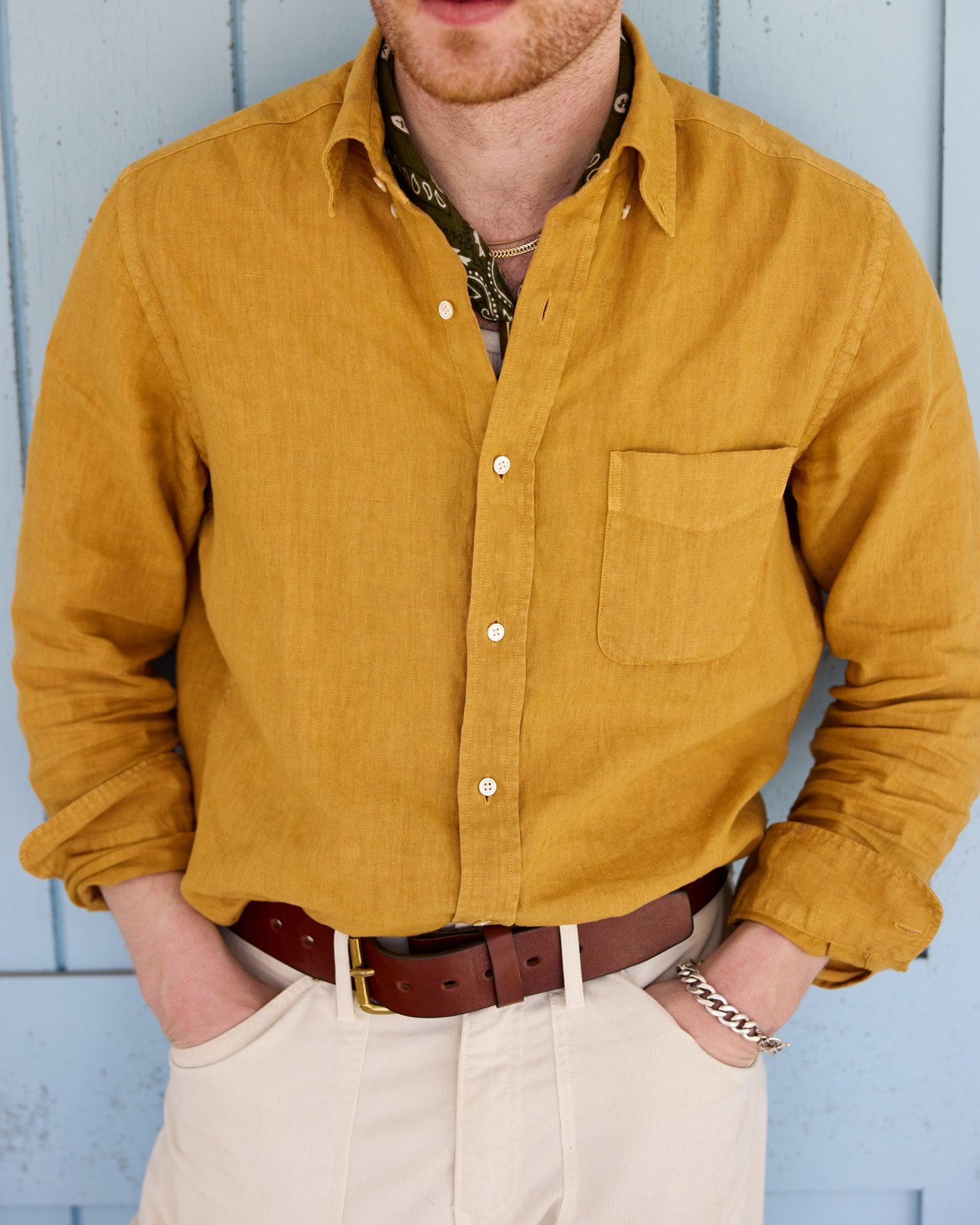 Garment Dyed Linen Shirt in British Khaki Product Image
