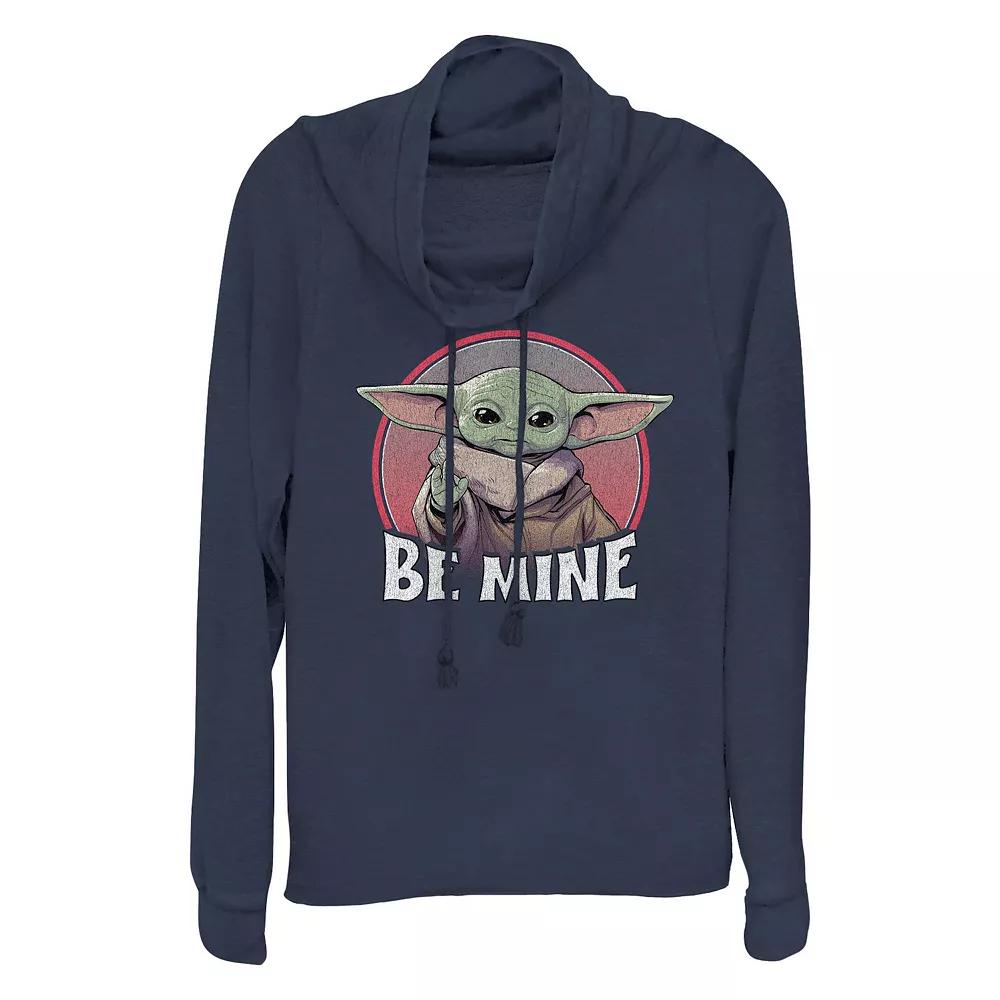 Women's Star Wars The Mandalorian The Child Be Mine Cowlneck Graphic Lightweight Long Sleeve, Size: XS, Blue Product Image