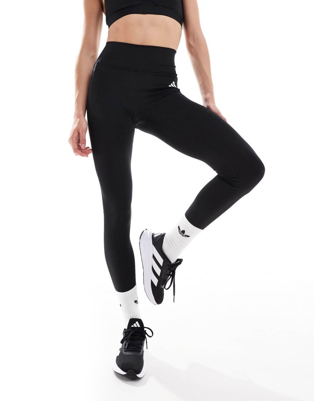 adidas Performance Optime Essentials stash pocket full length leggings in black Product Image