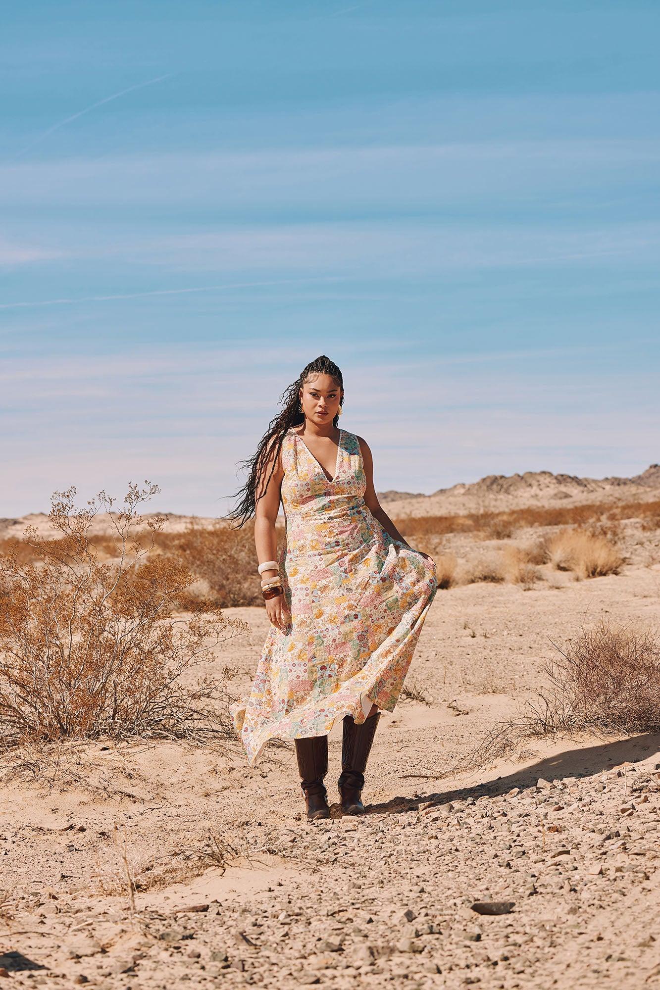 Sarah V-Neck Maxi Dress - Multi Color Product Image