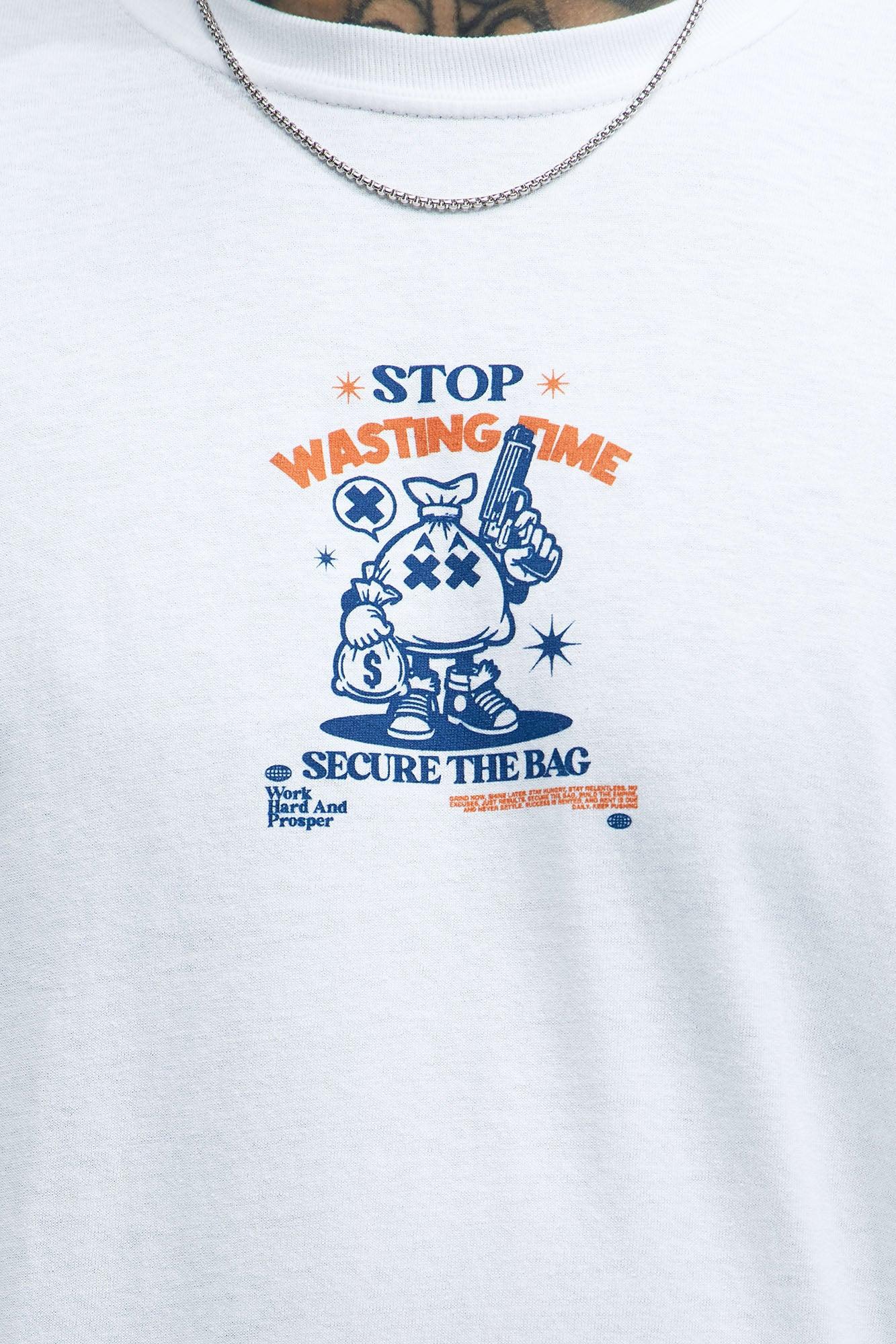 Stop Wasting Time Roll Short Sleeve Tee - White Product Image