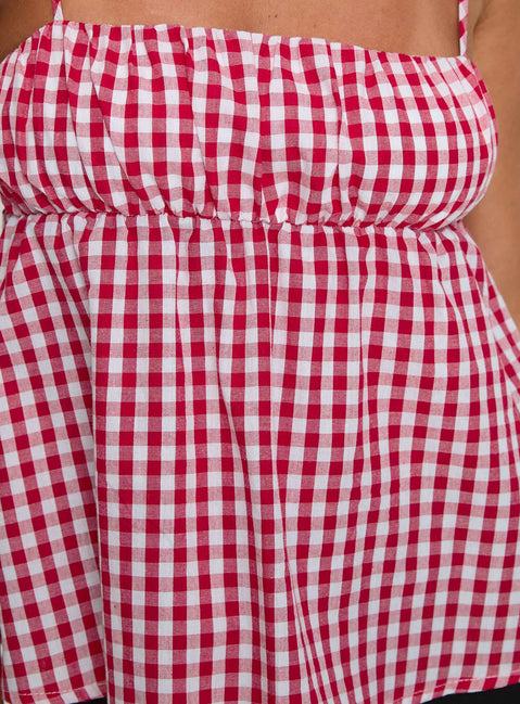 Mirabellah Frill Top Red Gingham Product Image