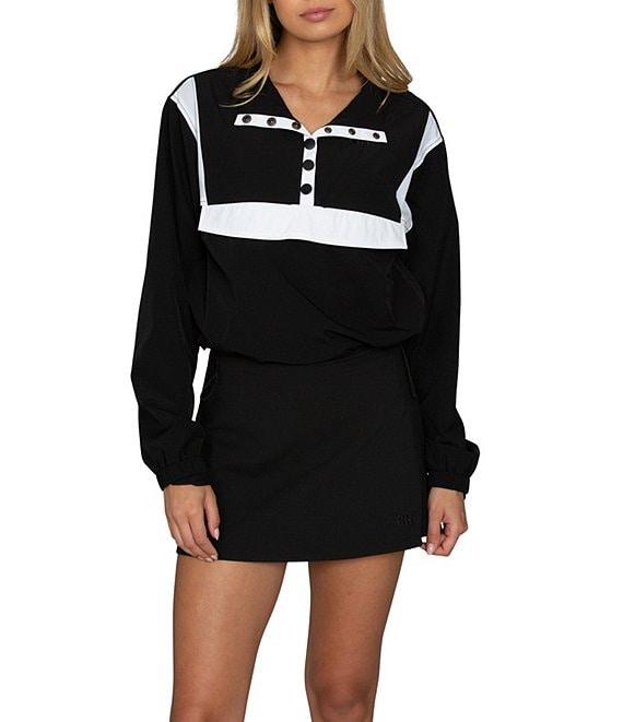GOLD HINGE AirGlyde™ Button Up Long Sleeve Cropped Windbreaker Product Image
