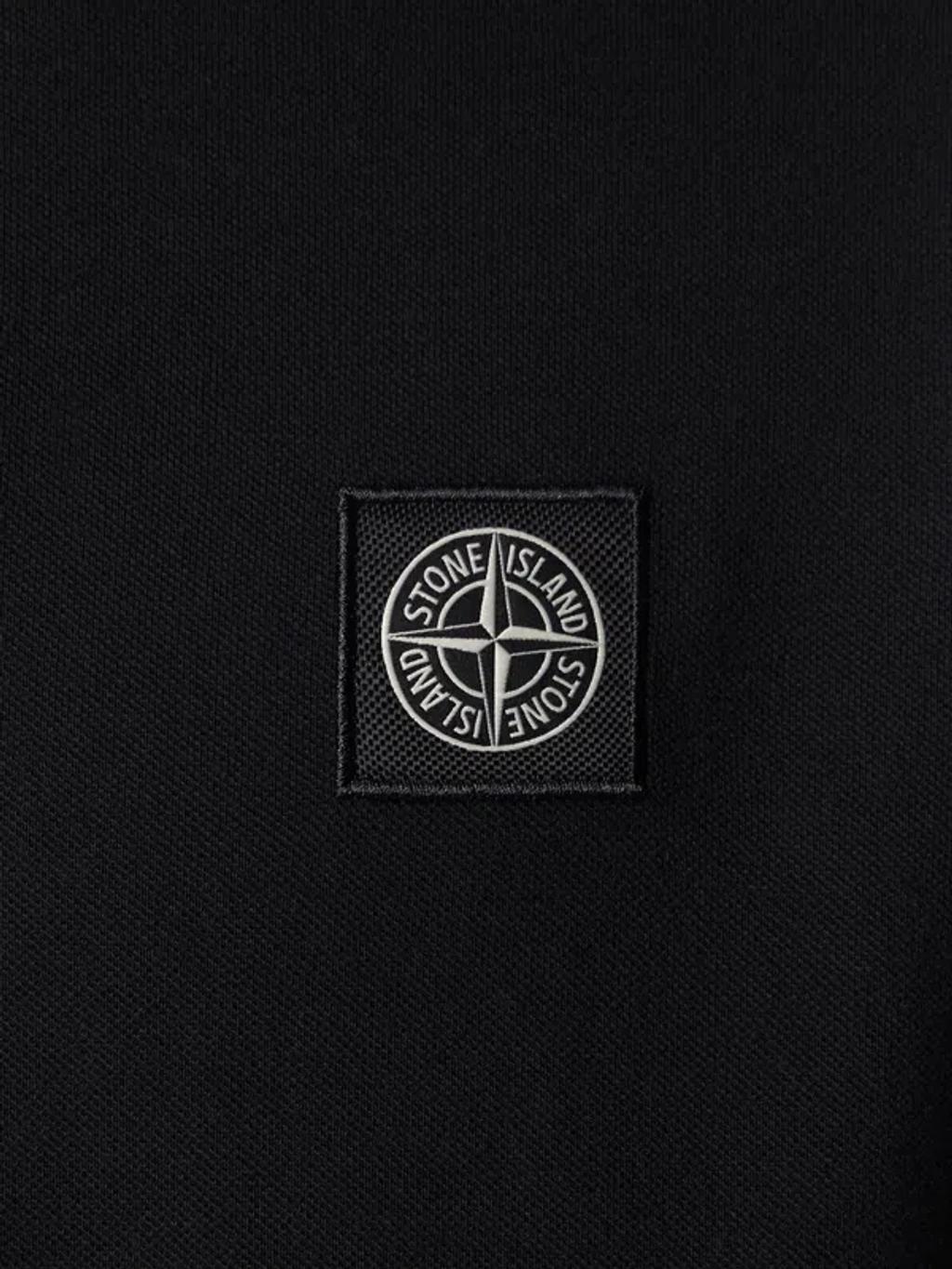 STONE ISLAND Mens Black Brand-patch Regular-fit Stretch-cotton Polo Shirt Xl Product Image