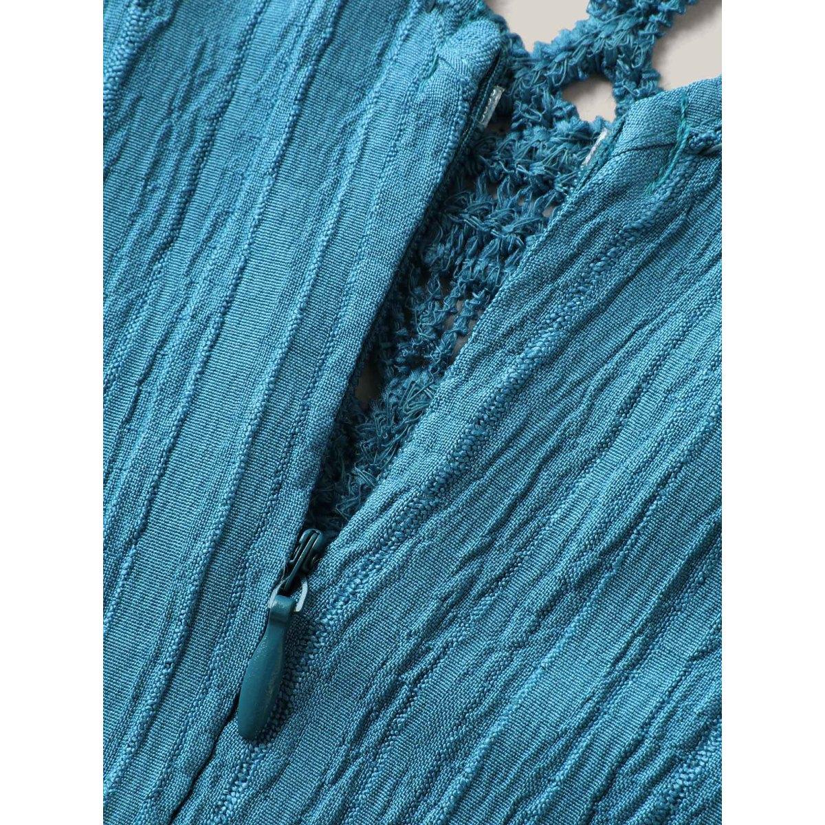 Plus Size Cerulean Back Cut-Out Textured Jumpsuit Women Boho Sleeveless V-neck Vacation Loose Jumpsuits BloomChic 26/4X Product Image