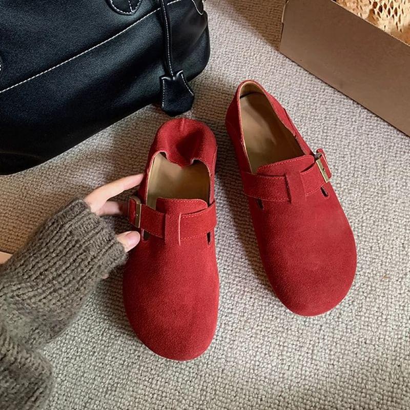 Platform Buckled Suede Slip Ons Product Image
