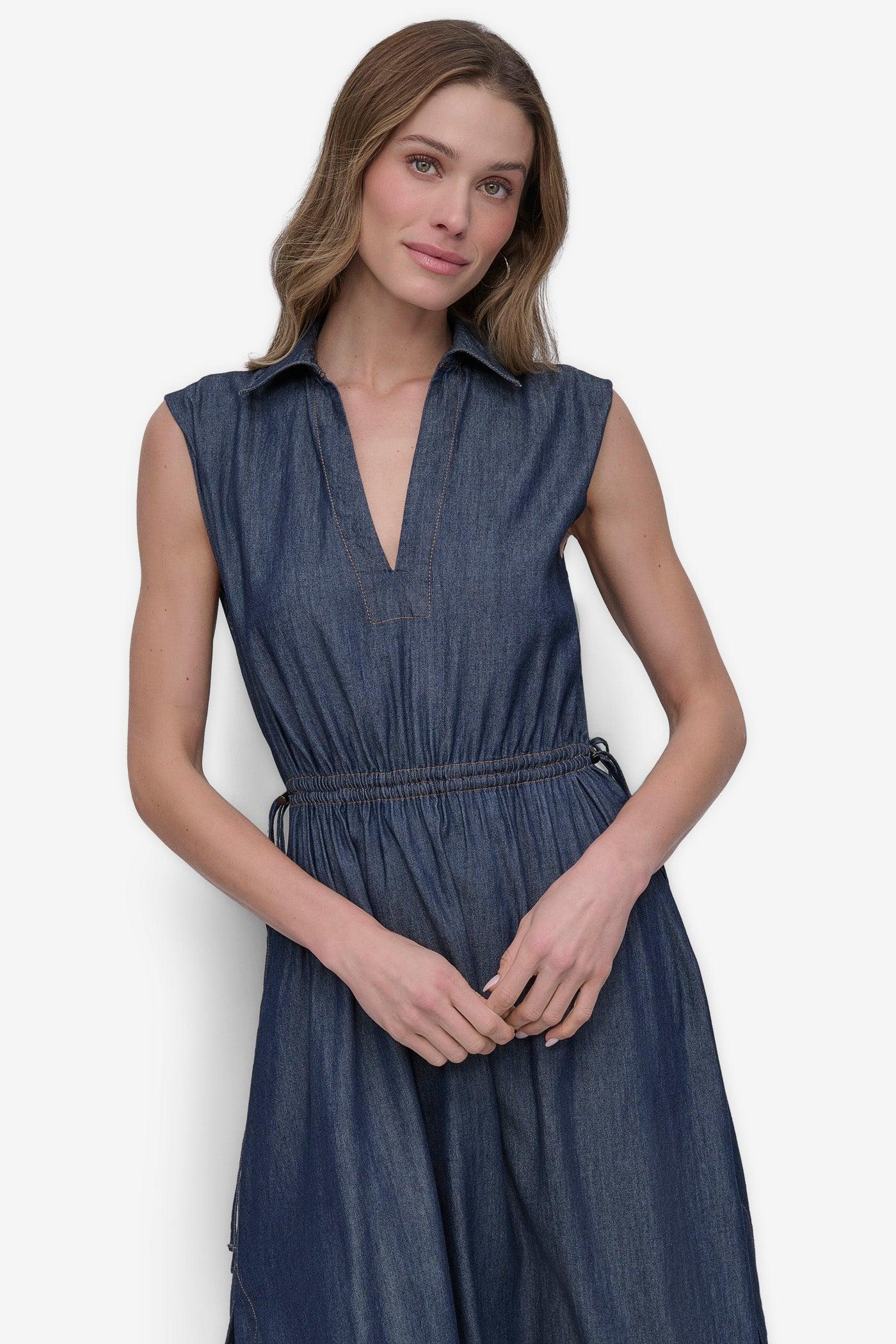 HIGH-SPLIT MIDI SHIRT DRESS Product Image