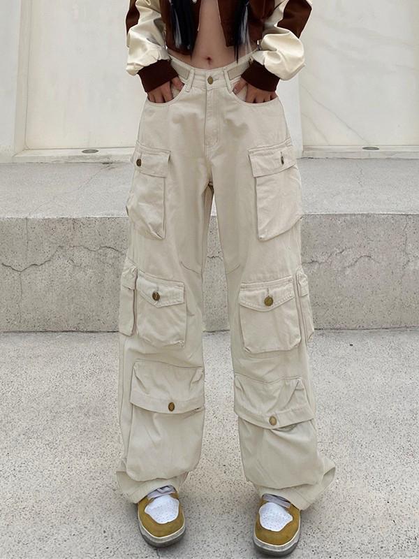 Multi Pockets Vintage Baggy Cargo Jeans Product Image