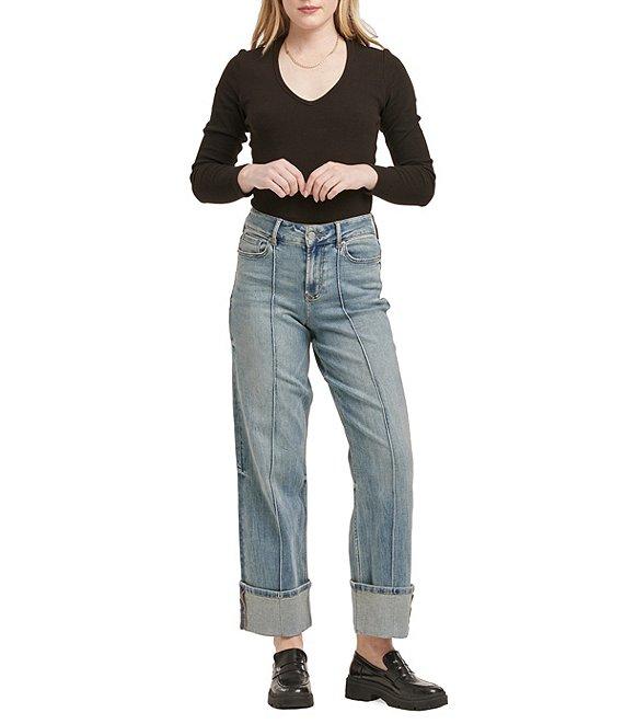 Dear John Holly Stretch Denim Straight Leg Cuffed Jeans Product Image