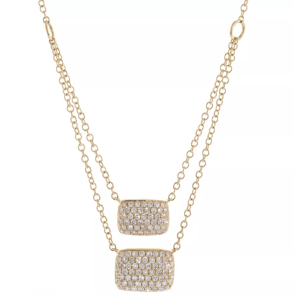 Luxle 14k Gold 1/4 Carat T.W. Diamond Double Strand Squares Necklace, Women's Product Image
