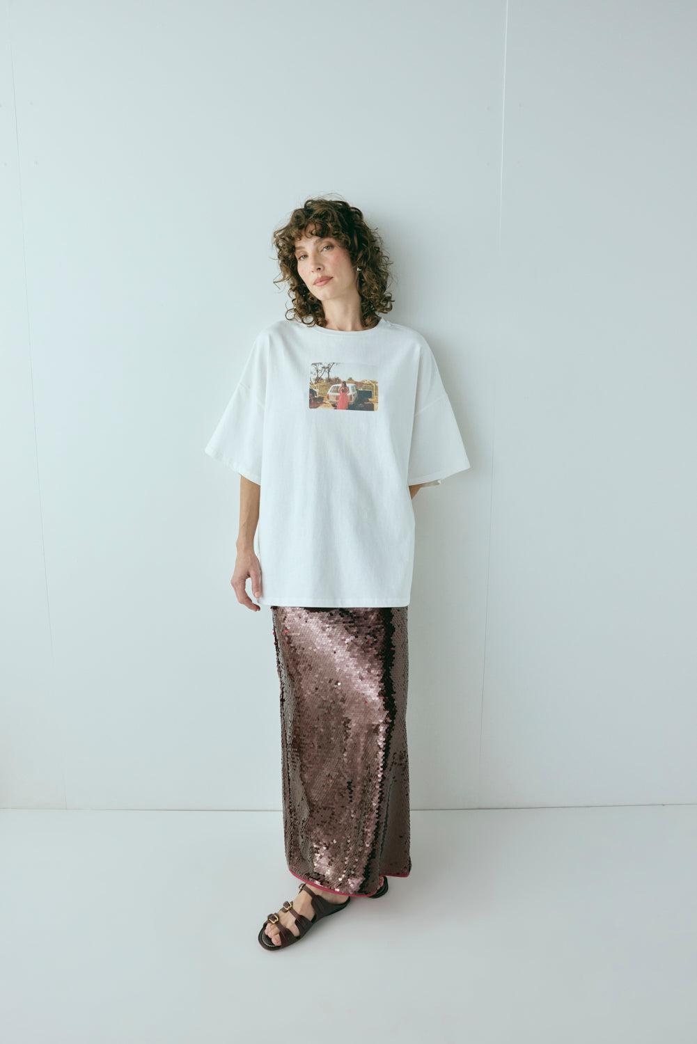 Devyn Sequin Midi Skirt Wine Product Image