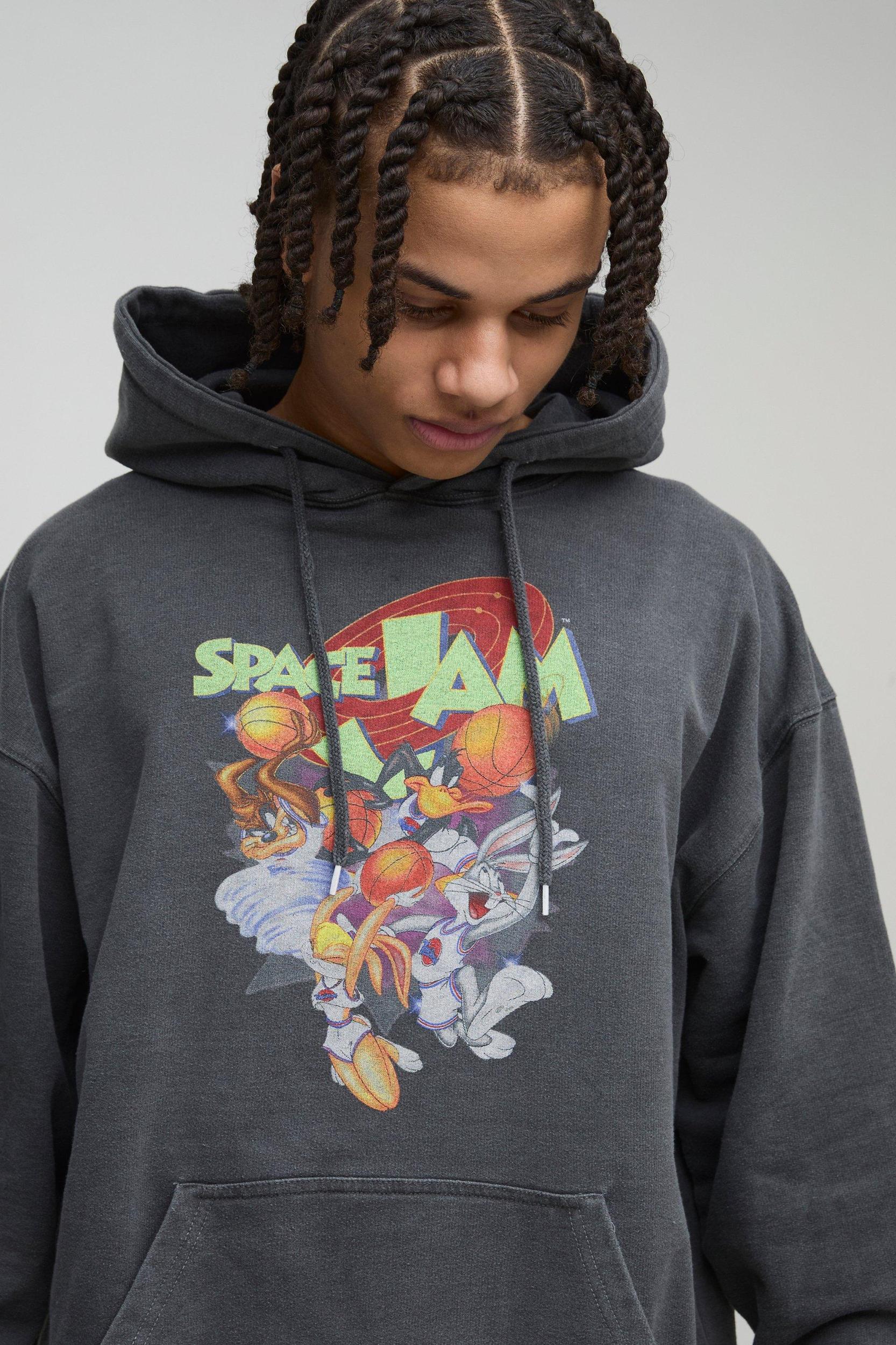 Oversized Space Jam License Print Hoodie | boohooMAN USA Product Image