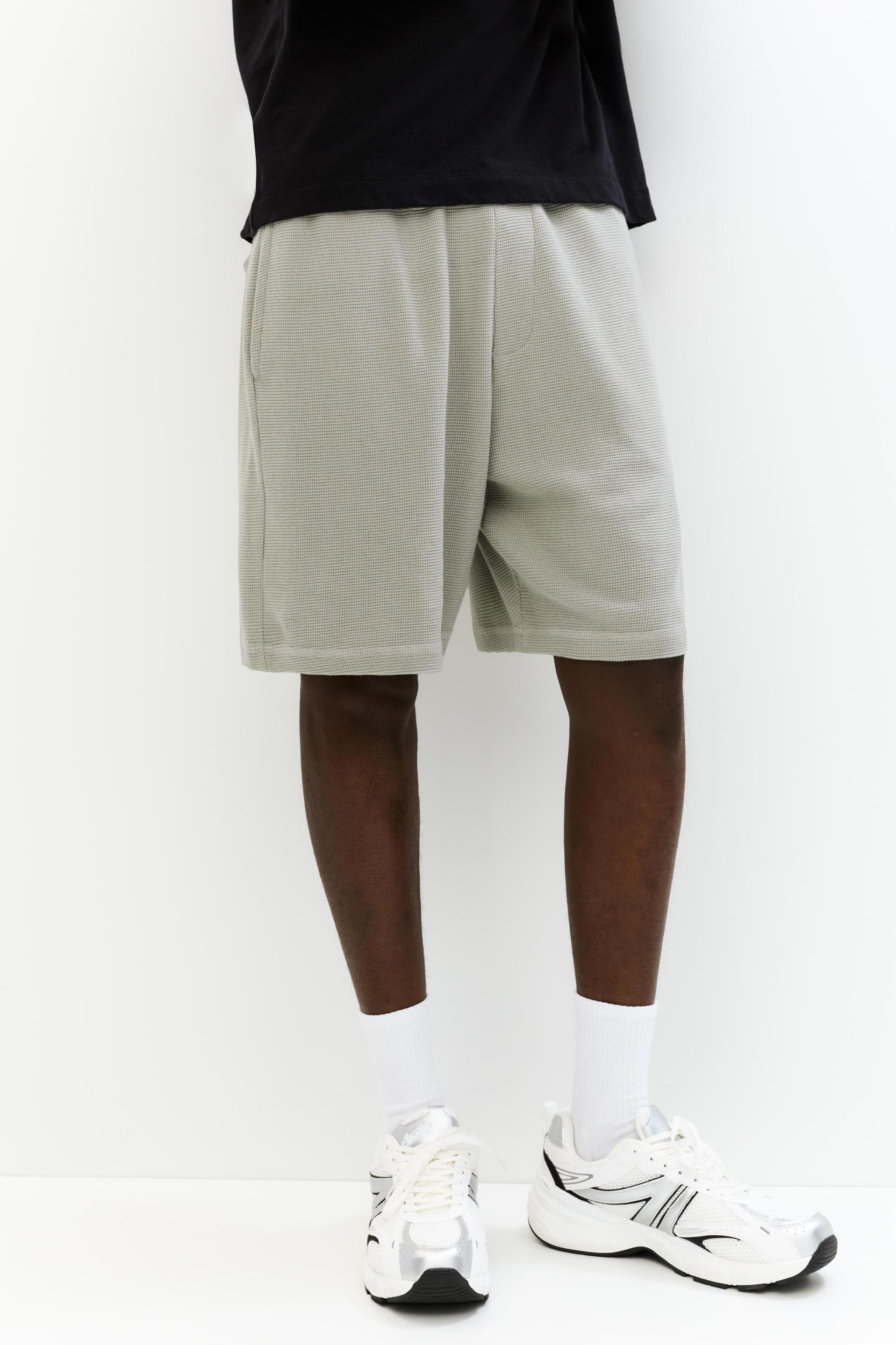 Jogger Bermuda shorts in waffle-knit fabric Product Image