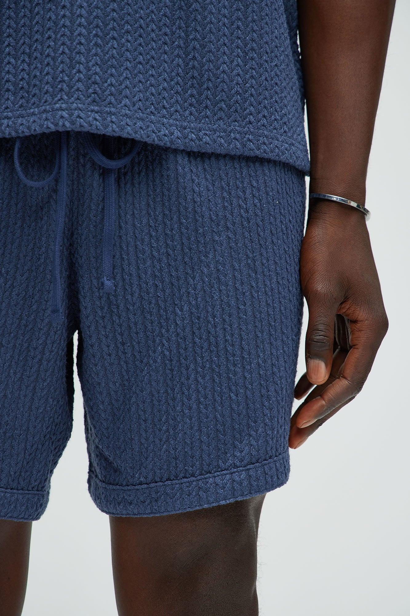 Catanina Textured Shorts - Navy Product Image