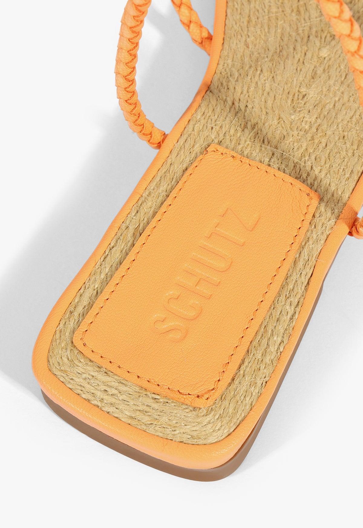 Kaya Orange Leather Flat Sandal Product Image
